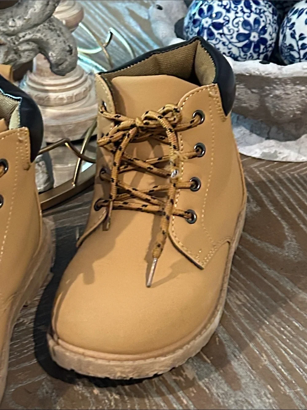 Kids Tan Workmen Work Style Boots Big Boys Size 3